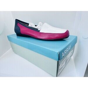 Array "Freedom" Leather Slip-on Loafers Shoes Women's 10SS Patriotic Red,White ￼